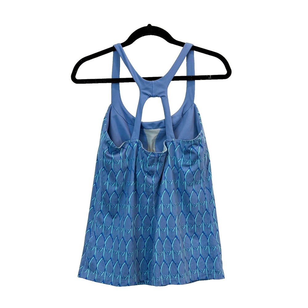 The North Face Tank Top Womens Size L Blue Geometric Built-In Bra Yoga Athletic - Picture 3 of 9